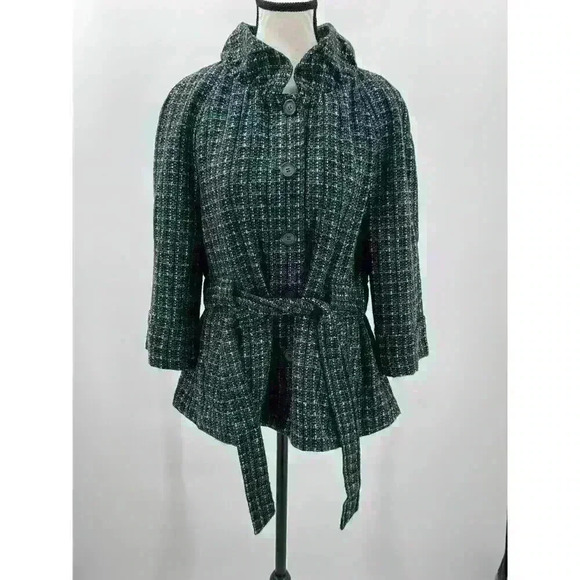 Loft Women's Colorful Tweed Button-Up Jacket with Tie Waist - Size L - Picture 4 of 5